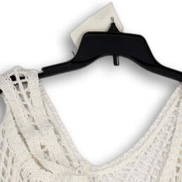 NWT Womens White Crochet Sleeveless Wide Strap Fringe Crop Top Size S alternative image