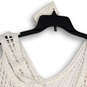 NWT Womens White Crochet Sleeveless Wide Strap Fringe Crop Top Size S image number 2