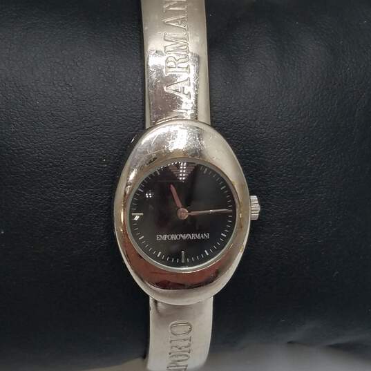 Emporio Armani Oval Case Unique Lady's Stainless Steel Bangle Quartz Watch image number 1