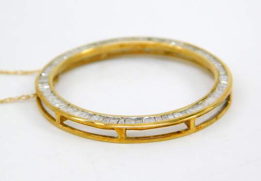 10K Yellow Gold 0.44 CTTW Baguette Diamond Circle Pendant Necklace 1.7g image number 3