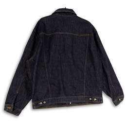 Mens Black Denim Spread Collar Long Sleeve Flap Pocket Button Front Jacket Sz XL alternative image