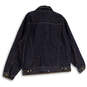 Mens Black Denim Spread Collar Long Sleeve Flap Pocket Button Front Jacket Sz XL image number 2