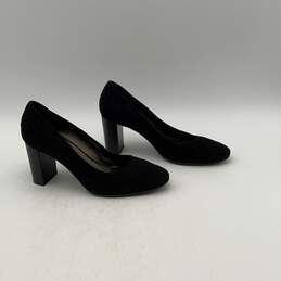 Aquatalia Womens Black Leather Almond Toe Slip On Block Pump Heels Size 7.5 alternative image