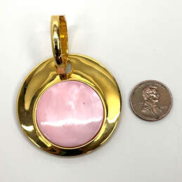 Designer Joan Rivers Gold-Tone Pink Stone Circle Reversible Charm Pendant alternative image