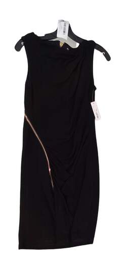 NWT Womens Black Back Zip Sleeveless Boat Neck Sheath Dress Size XS