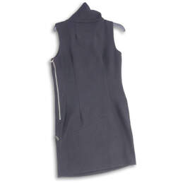 Womens Black Cowl Neck Sleeveless Asymmetric Zip Sheath Dress Size 8 alternative image