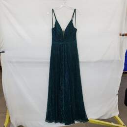Betsy Adam Green & Blue Metallic Long Evening Dress WM Size 4