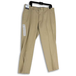 NWT Mens Tan Pleated Flat Front Pockets Straight Fit Dress Pants Size 36/29