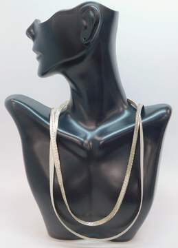 Artisan Etched Herringbone Chain Necklaces 41.7g