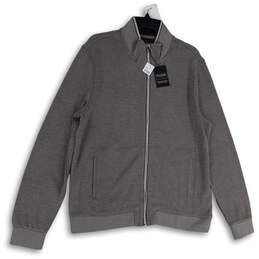 NWT Mens Gray Purple Mock Neck Long Sleeve Pockets Full-Zip Jacket Size M