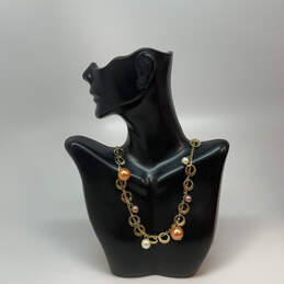 Designer Joan Rivers Gold-Tone Chain Multicolor Pearl Statement Necklace