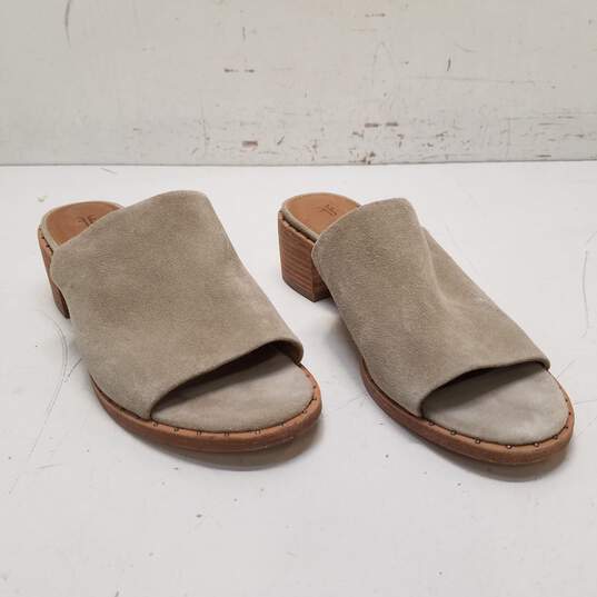 Frye Cindy Grey Suede Heeled Mule Sandals Women's Size 6M image number 3