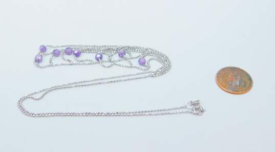 14K White Gold Purple Crystal Draped Necklace 7.2g image number 4