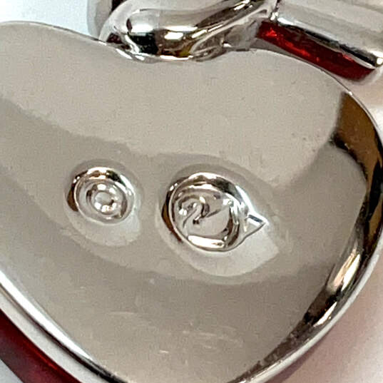 Designer Swarovski Silver-Tone Red Heart Shape Pendant Necklace image number 5