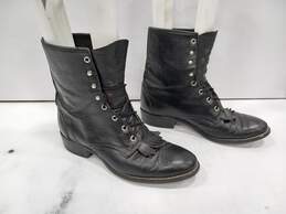 Women's Black Leather Boots Size 10 alternative image