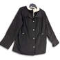 Womens Black Long Sleeve Spread Collar Pocket Full Zip Jacket Size 1X image number 1