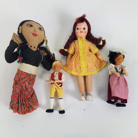 Vintage Cloth / Rag Dolls Assorted  Lot of  4 Vintage  Dolls image number 1