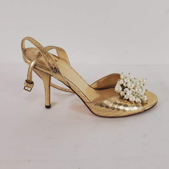 Kate Spade Bead Detailed Gold Heels 6.5 image number 3
