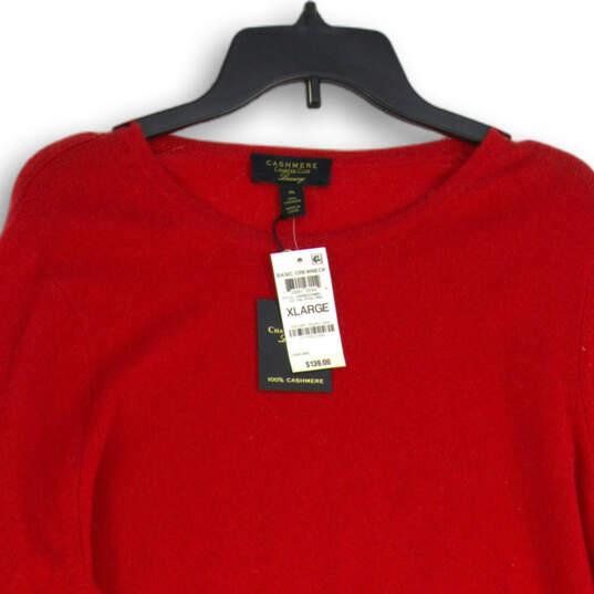 NWT Womens Red Knitted Crew Neck Long Sleeve Pullover Sweater Size XL image number 3