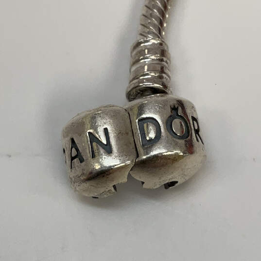 Designer Pandora S925 ALE Sterling Silver Ball Clasp Snake Chain Bracelet image number 4