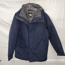 The North Face 550 Dryvent Navy Full Zip/Button Hooded Nylon Jacket Men's Size L