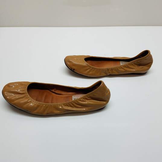 Authenticated Lanvin Brown Patent Leather Women's Ballet Flats image number 2