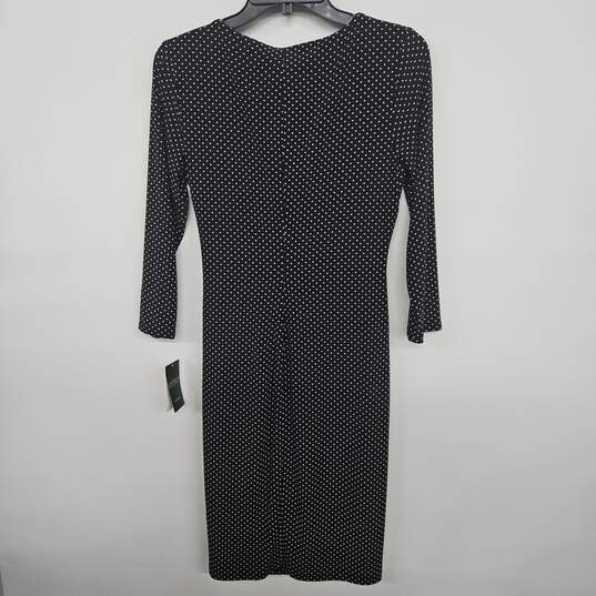 Black Polka Dot Long Sleeve Wrap Dress image number 2