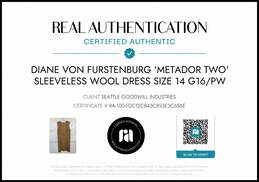 Diane Von Furstenberg Women's Sleeveless Brown Wool Dress Size 14 w/COA alternative image