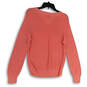 Womens Pink Tight Knit Long Band Sleeve V-Neck Pullover Sweater Size XS image number 2