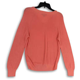 Womens Pink Tight Knit Long Band Sleeve V-Neck Pullover Sweater Size XS alternative image