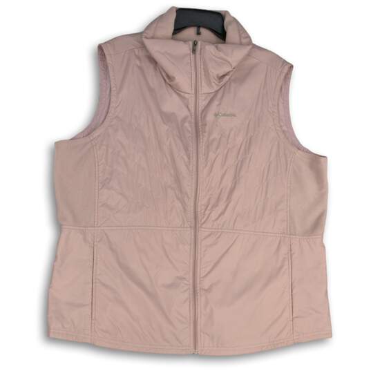 Columbia Womens Pink Welt Pocket Sleeveless Mock Neck Full-Zip Vest Size 2X image number 1