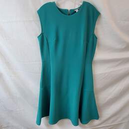 Halogen Green Textured Ottoman Knit Flare Dress Size L