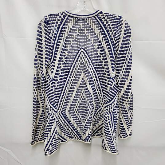 Nic + Zoe WM's Open Knit Blue & White Cardigan Size PP image number 2