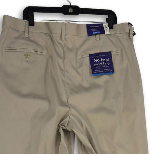 NWT Mens Brown Stretch No Iron Pleated Classic Fit Khaki Pants Size 40X32 image number 4