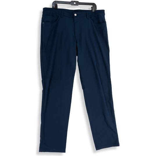 Mens Navy Blue Flat Front 5-Pocket Design Straight Leg Ankle Pants Size 39 image number 1