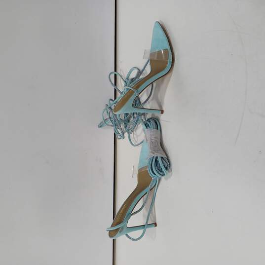 Fashion Nova Starlit Women's Blue Rhinestone Wrap Up Heels Size 8 image number 4
