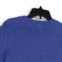 Womens Blue Round Neck Short Sleeve Stretch Pullover Blouse Top Size Small image number 4