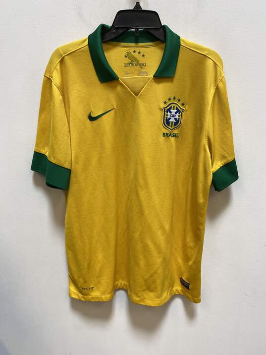 Nike Men Yellow Brazil Polo Shirt Soccer Jersey L image number 1