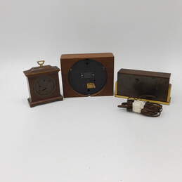 Vintage Seth Thomas Art Deco Wood Brass Mantel Clocks alternative image