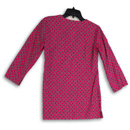 Womens Pink Geometric Pattern Long Sleeve V-Neck Pullover Tunic Top Size XS alternative image