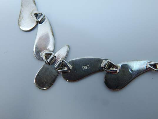 Artisan 925 Textured Teardrops Linked Collar Necklace Earrings & Bracelet Set image number 8
