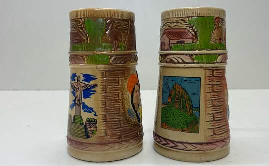 Vintage Brazil Souvenirs Set of 2 Embossed Ceramic Mugs Porc. Sao Paulo image number 3