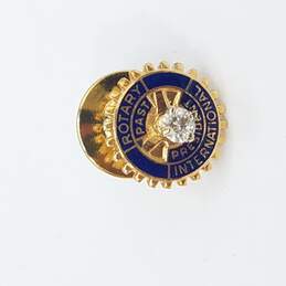 14K Top Diamond Rotary International President Enamel Pin 1.6g W/O Back