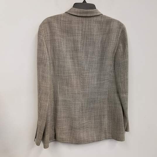 Womens Gray Long Sleeve Notch Lapel Single Breasted Blazer Jacket Size 10 image number 2