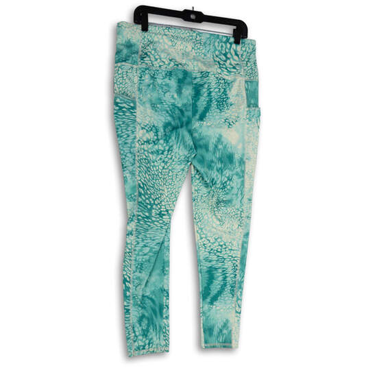 Womens Green Animal Print High Waist Pockets Yoga Ankle Leggings Size 2 image number 2
