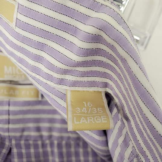 Michael Kors MN's Regular Fit Purple Plaid 100% Cotton Long Sleeve Shirt Size 16 -34/35 image number 3