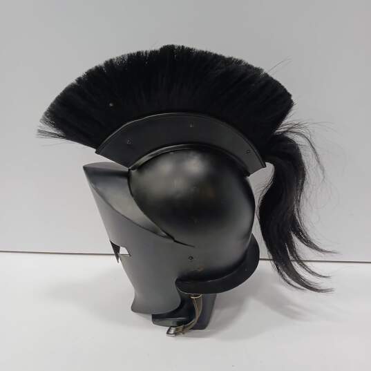 Greek Spartan Black Steel Helmet image number 4