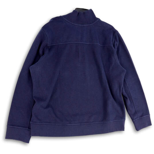 Mens Blue Long Sleeve Mock Neck Quarter Zip Pullover Sweater Size 2XL image number 2