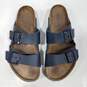 Men's Birkenstock Navy Amalfi Leather Soft Footbed Arizona Sandals Size 8 image number 3