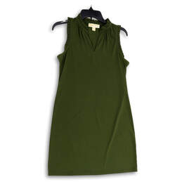 Womens Green Knee Length Sleeveless V-Neck Pullover Shift Dress Size Small